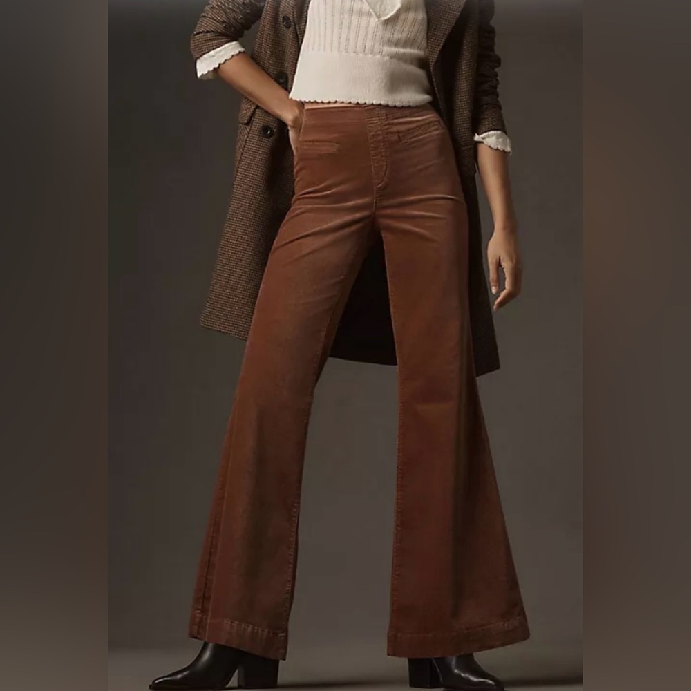 Pilcro Pull-On Mid-Rise Velvet Retro Flare Jeans